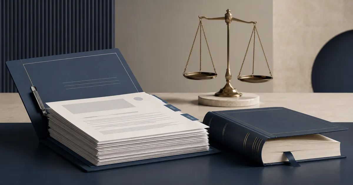 Libro de Código Civil abierto junto a una balanza, representando una máxima jurisprudencial sobre divorcio en Venezuela